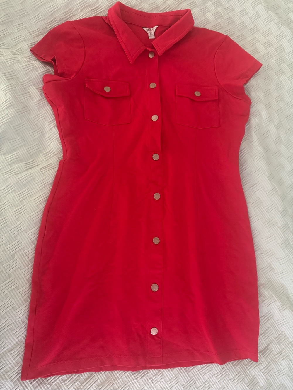 Guess Red Snap-Front Shirt Dress